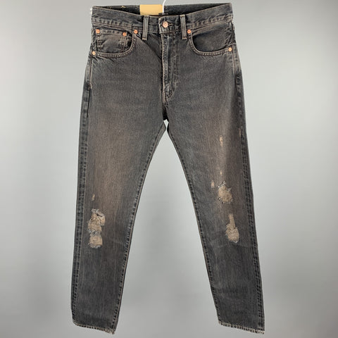 LEVI'S VINTAGE CLOTHING 551 ZXX Size 29 Charcoal Wash Selvedge Denim Zip Up Jeans