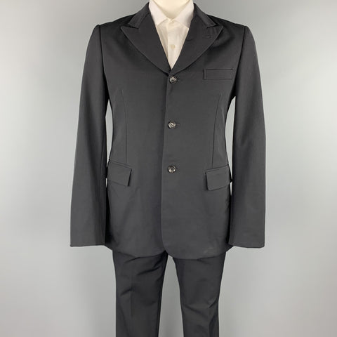 COMME des GARCONS HOMME PLUS Size 42 Regular Navy Nylon Blend Peak Lapel Suit