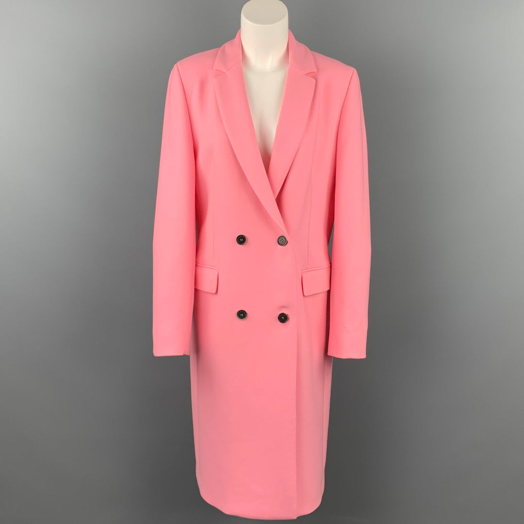 MSGM Size 8 Pink Polyester / Wool Notch Lapel Double Breasted Coat