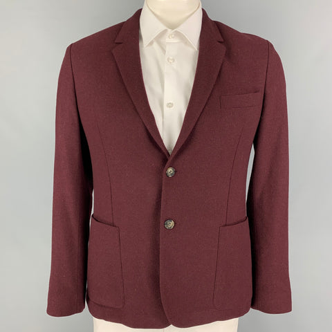 AMI by ALEXANDRE MATTIUSSI Size 42 Burgundy Wool Sport Coat