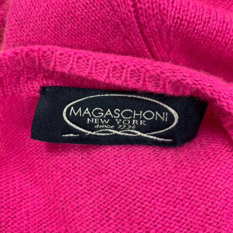 MAGASCHONI Size S Pink Cashmere Knitted V-Neck Pullover