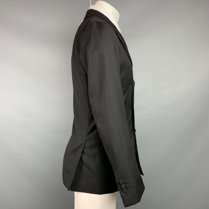 DOLCE & GABBANA Size 38 Black Wool Peak Lapel Double Breasted Sport Coat