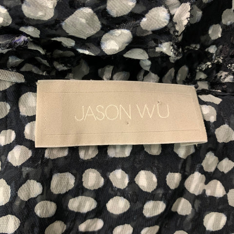 JASON WU Size 6 Black & White Viscose & Silk Dots Blouse