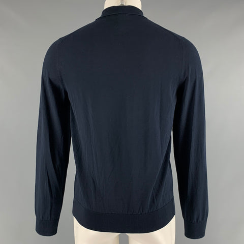 BOGLIOLI Size S Navy Long Sleeve Polo