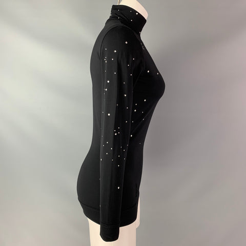 MOSCHINO Cheep and Chic Size 8 Black Studded Heart Polyamide / Eastane Pullover