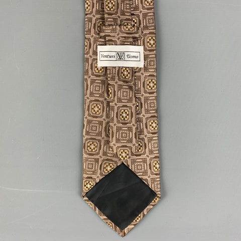 VENTURI UOMO Brown Print Silk Tie