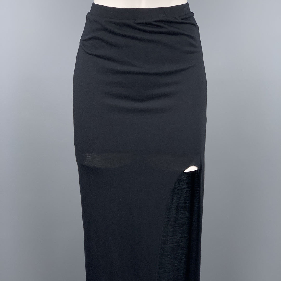 HELMUT LANG Talla S Falda larga asimétrica de mezcla de modal de jersey negro