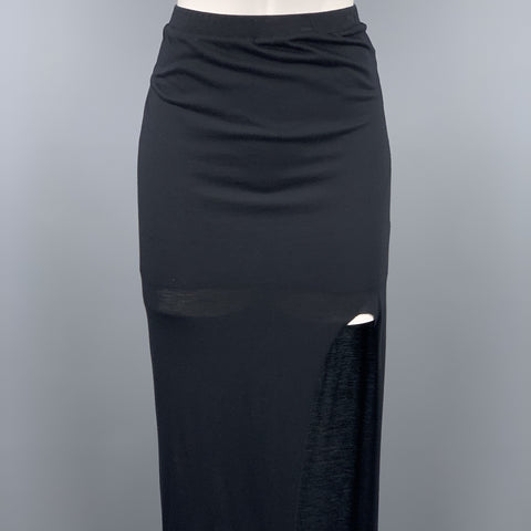 HELMUT LANG Size S Black Jersey Modal Blend Asymmetrical Maxi Skirt