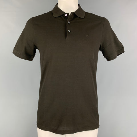 LOUIS VUITTON Size L Olive Cotton Buttoned Polo