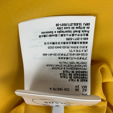 PRADA Size 2 Gold Silk Logo Spaghetti Straps Dress