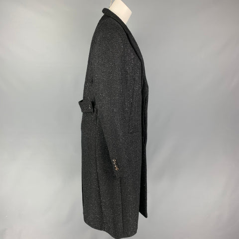 AMIRI Size M Black Polyester Blend Tweed Hidden Placket Coat