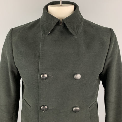 MAURO GRIFONI Size 40 Black Cotton Double Breasted Peacoat Jacket