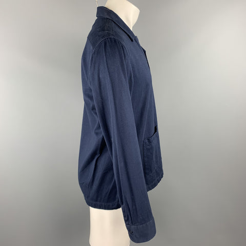 GANT RUGGER Size M Navy Cotton Asymmetrical Zip Up Long Sleeve Shirt