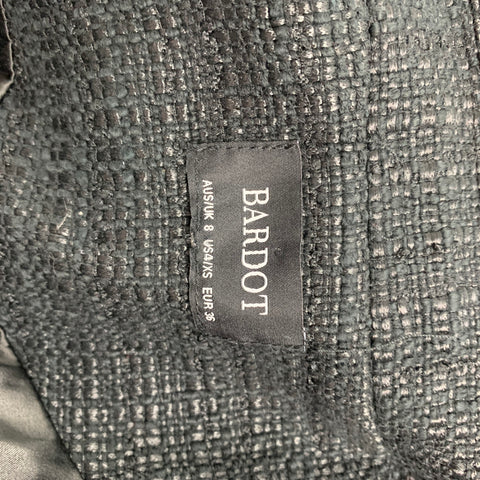 BARDOT Size XS Black Boucle Textured  Cotton Blend Peak Lapel Jacket