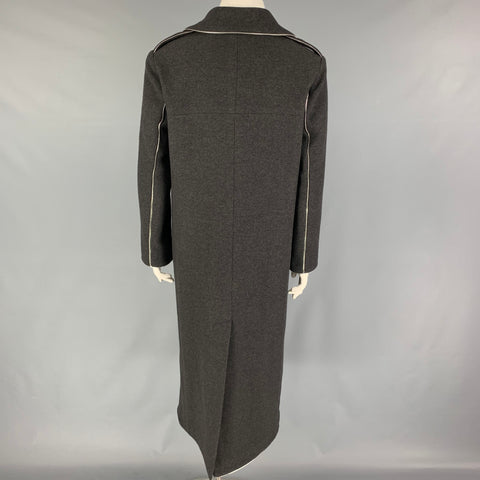CHANEL Pre-Fall 2008 Size 14 Charcoal Wool Polyamide Double Breasted Coat