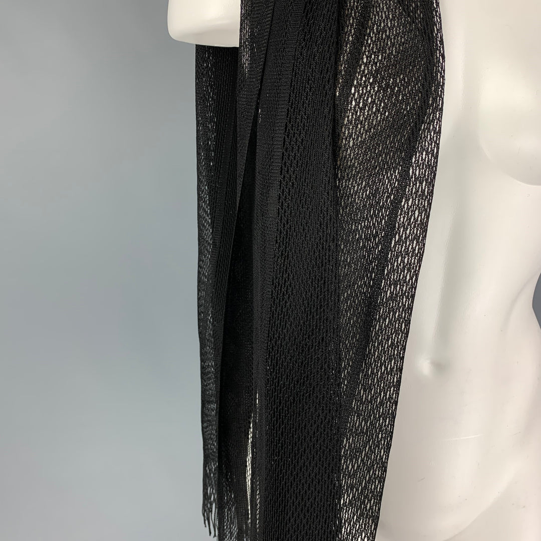 VINTAGE Black Woven Fringe Scarf