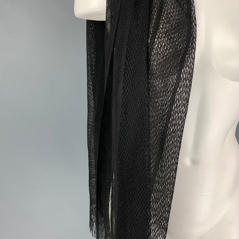 Écharpe à franges tissée noire VINTAGE