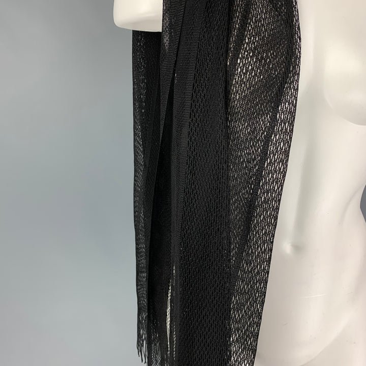 VINTAGE Black Woven Fringe Scarf