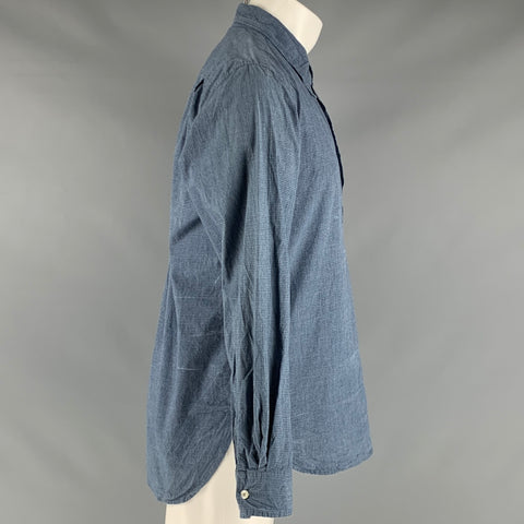 ARPENTEUR Size M Blue Grey Checkered Cotton Pull On Long Sleeve Shirt