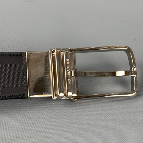 LOUIS VUITTON Size 40 Black Damier Leather Belt