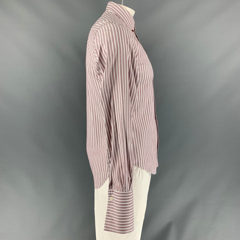ALEXANDER MCQUEEN Talla 40 Camisa de manga larga de algodón con rayas blancas y burdeos