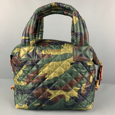 MZ WALLACE Green Olive Camouflage Nylon Cross Body Handbag & Leather Goods