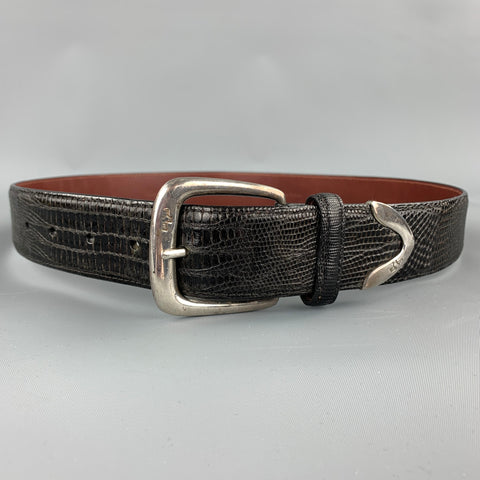 RALPH LAUREN Size 32 Black Textured Lizard Belt