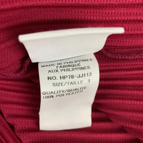 ISSEY MIYAKE HOMME PLISSE Size M Raspberry Pleated Polyester Band Collar Long Sleeve Shirt