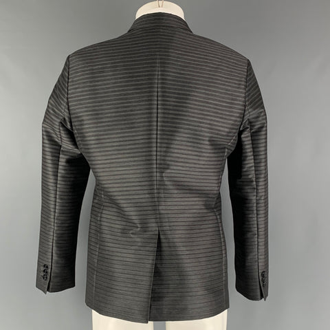 EMPORIO ARMANI Talla 38 Abrigo deportivo con solapa de muesca en mezcla de lana gris carbón
