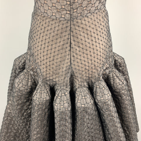 ZAC POSEN Size 6 Black Lace Ruffle Trumpet Skirt Cocktail Dress