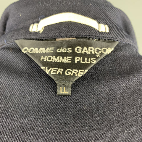 COMME des GARCONS HOMME PLUS EVERGREEN Size L Navy Reverse Studded Blazer Jacket