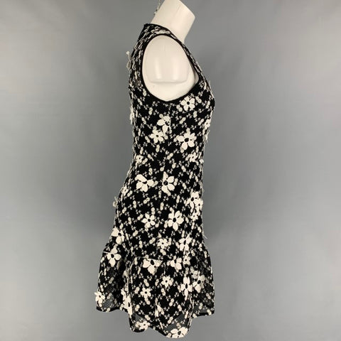 MICHAEL by MICHAEL KORS Vestido sin mangas floral de poliéster blanco negro talla S