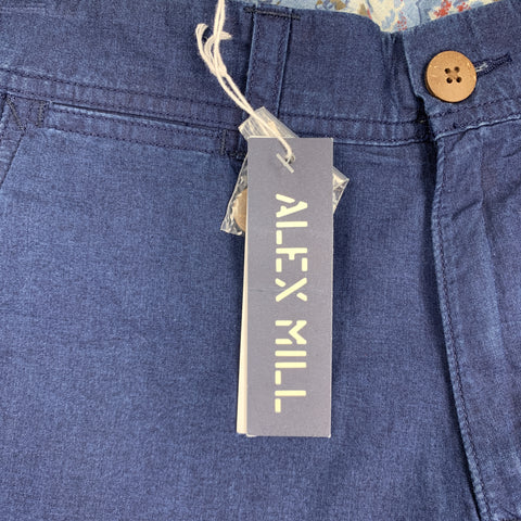 ALEX MILL Size 28 Indigo Cotton Zip Fly Officer Shorts