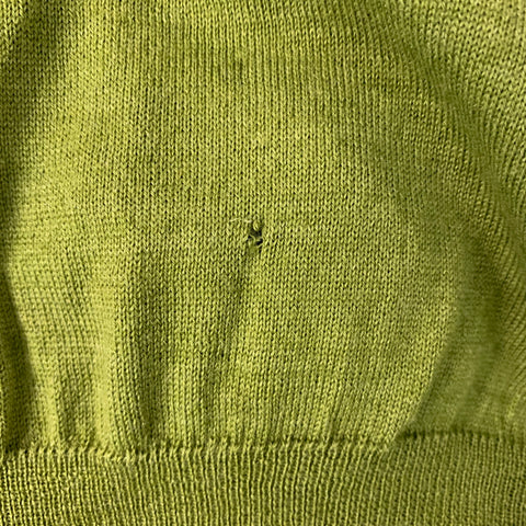 ETRO Size XL Green Contrast Stitch Wool &  Silk V-Neck Pullover