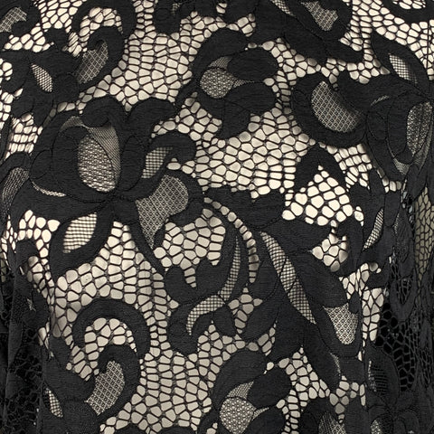 MSGM Size L Black Polyamide Polyester Lace Crew-Neck T-Shirt