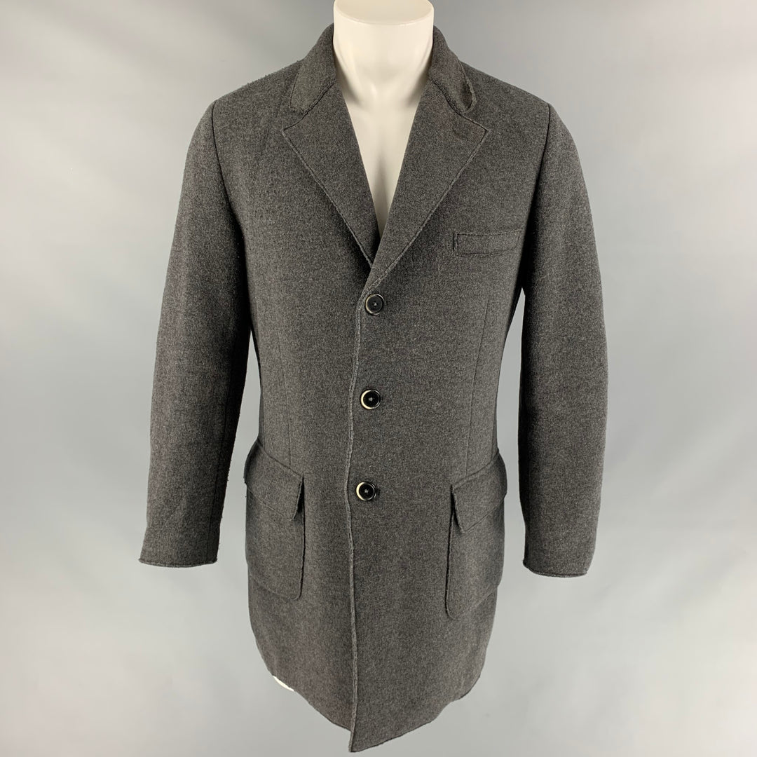 BARENA Size 38 Dark Gray Textured Wool / Polyamide Buttoned Coat