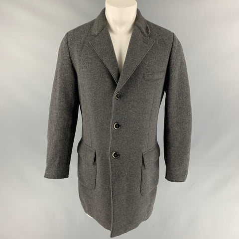 BARENA Taille 38 Manteau boutonné en laine texturée/polyamide gris foncé