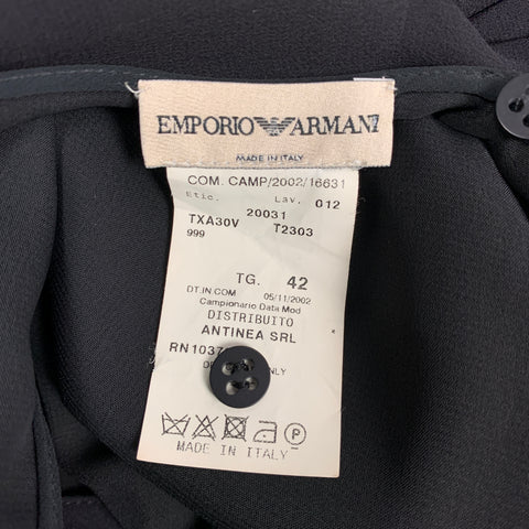 EMPORIO ARMANI 2002 Size 6 Black Chiffon Ruched Plunging Gown