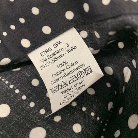 ETRO Size S Black White Dots Cotton Button Up Long Sleeve Shirt