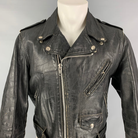 SCHOTT Perfecto Talla 40 Chaqueta de moto de cuero desgastado negro