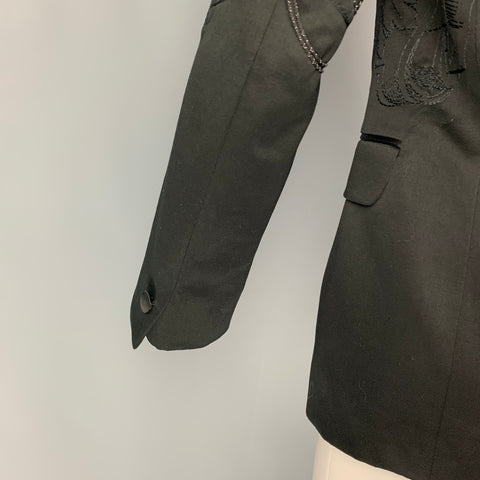 FERRE by GIANFRANCO FERRE Size 38 Black Embroidery Cotton Sport Coat
