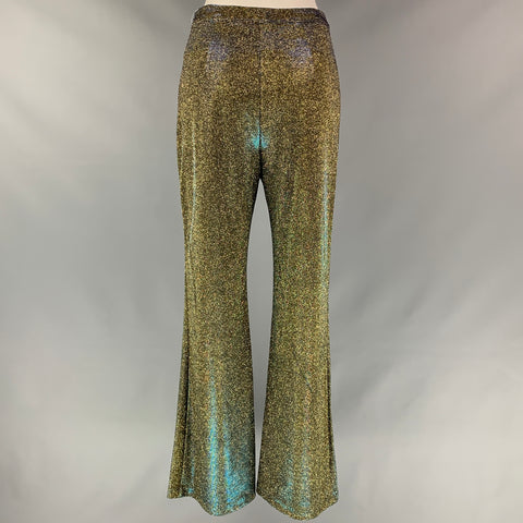 VEDA Size 2 Gold Polyeser / Lurex Metallic Flared Dress Pants