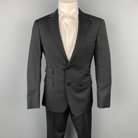 RALPH LAUREN Purple Label Size 38 Short Black Wool Notch Lapel Suit