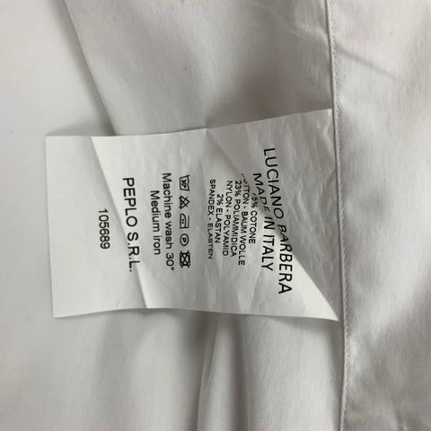 LUCIANO BARBERA Size L White Cotton Button Up Long Sleeve Shirt
