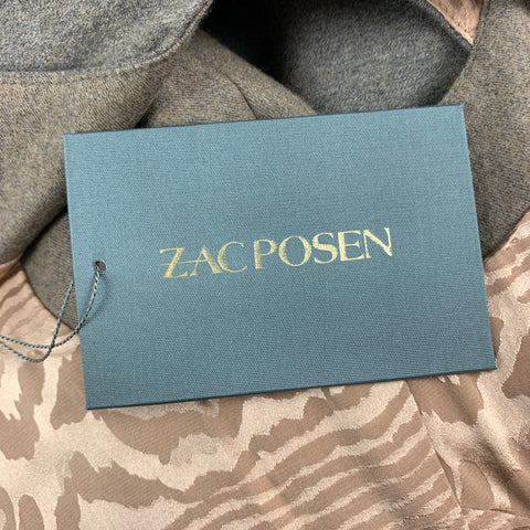 ZAC POSEN Taille 10 Robe droite à rayures en mélange de laine gris marron