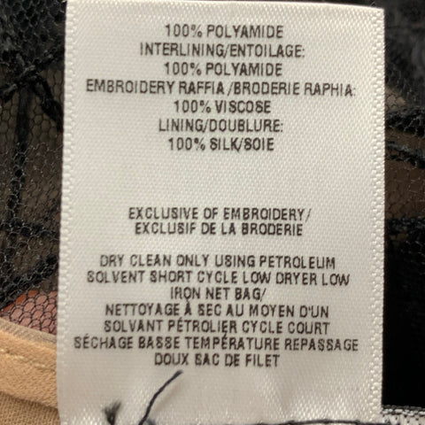 OSCAR DE LA RENTA Size 4 Black Nude Polyamide Embroidered Cocktail Dress