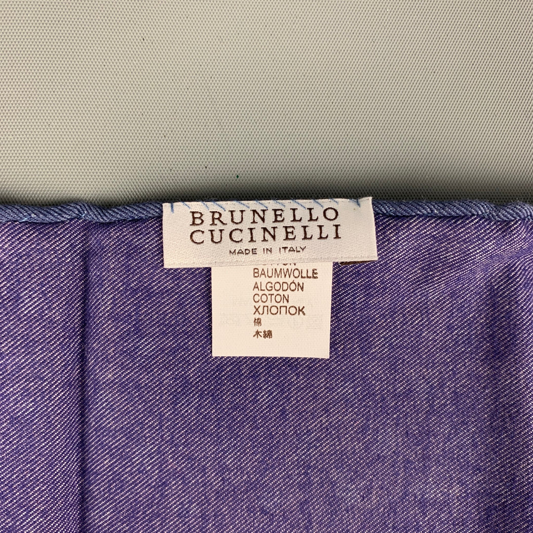 BRUNELLO CUCINELLI Eggplant Navy Floral Cotton Pocket Square