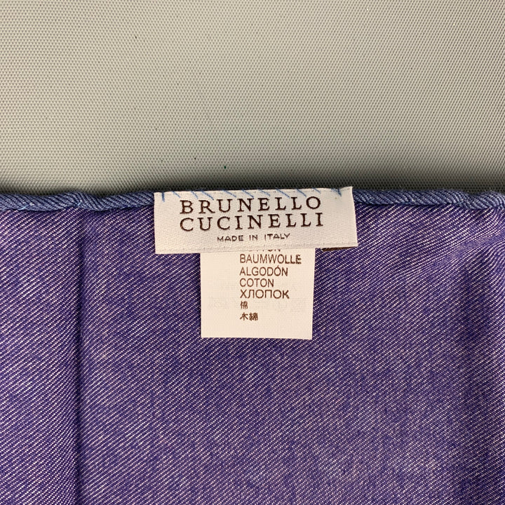 BRUNELLO CUCINELLI Eggplant Navy Floral Cotton Pocket Square