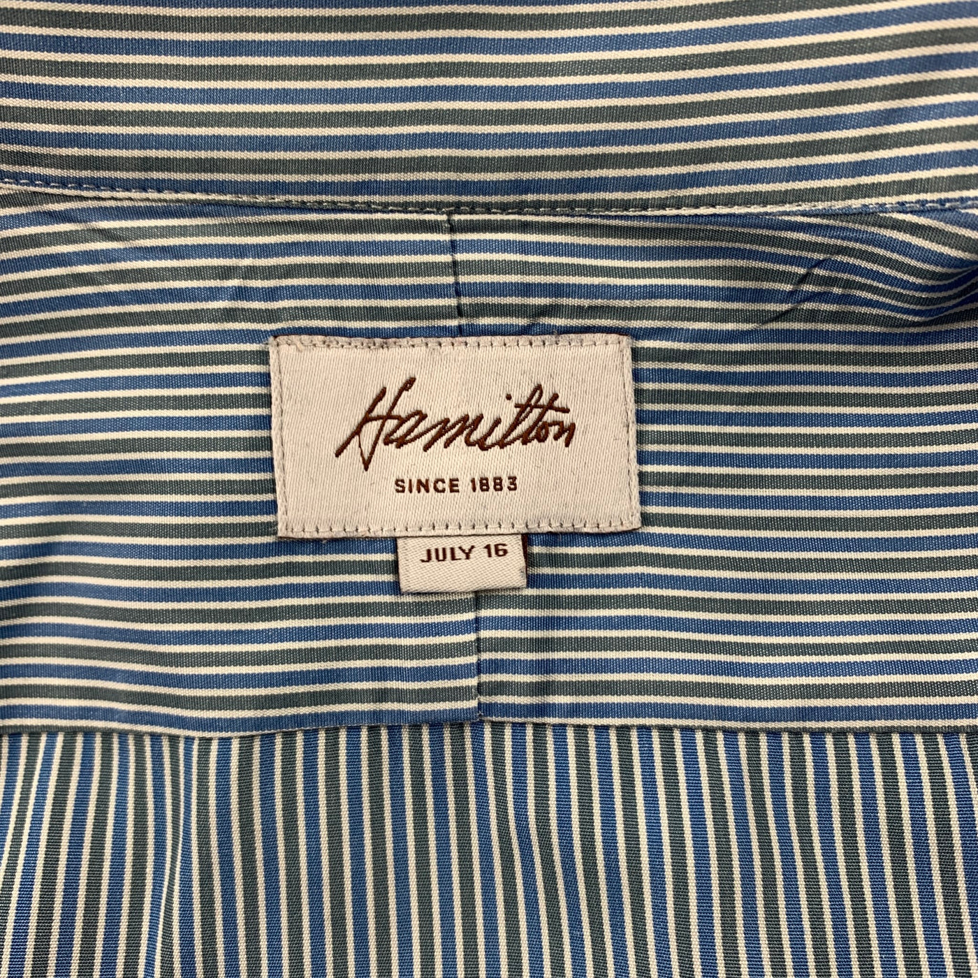 HAMILTON Size L Blue Stripe Cotton Button Up Long Sleeve Shirt
