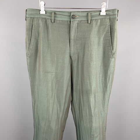 COMME des GARCONS HOMME PLUS Size M Green Two Toned Iridescent Zip Fly Casual Pants